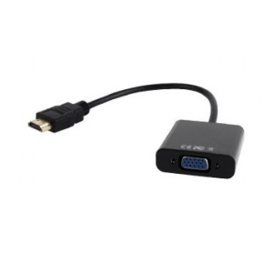 HDMI to VGA and audio adapter, single port, black