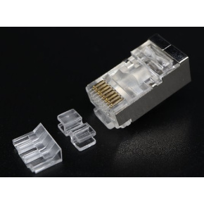 OXnet STP shielded plug RJ45-8p8c,50µ" Au, stranded wires, insert, Cat6A, (100psc)