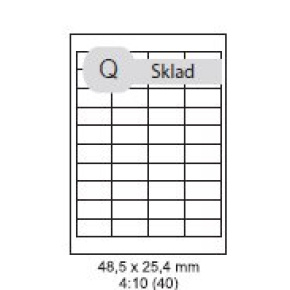 etikety ECODATA Samolepiace 48,5x25,4 univerzálne biele 40ks/A4 (100 listov A4/bal.)