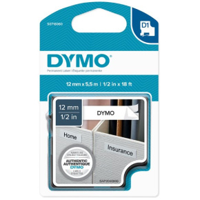 páska DYMO 16959 D1 Black On White Permanent Polyester Tape (12mm) S0718060