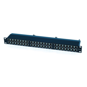 OXnet 19" patch panel 48port Cat5E, STP, IDC UNI 110, cable manag.bar 1U, black