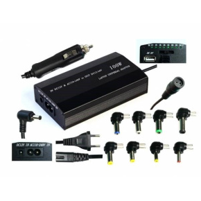EUROCASE Universal Power adapter 100W, input AC 110-240V / CAR DC 12V, output DC 12-24V, manual