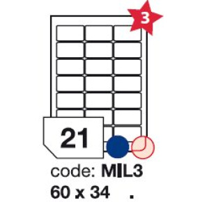 etikety RAYFILM 60x34 univerzálne biele R0100MIL3F (1.000 list./A4)