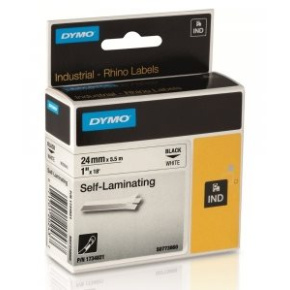 páska DYMO PROFI D1 RHINO Black On White Self-Laminating Tape (24mm)