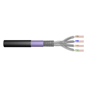 CAT 7 S-FTP outdoor installation cable, 1200 MHz PE, inner Eca (LSZH), AWG 23/1,1000m, sx, bl&pu