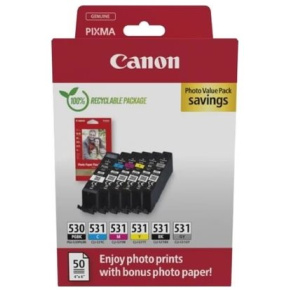 kazeta CANON PGI-530PGBK + CLI-531 BK/C/M/Y/GY PACK PIXMA TS8750/TS8751 + GP501 10x15 kazeta CANON PGI-530PGBK + CLI-531 BK/C/M/Y/GY PACK PIXMA TS8750/TS8751 + GP501 10x15