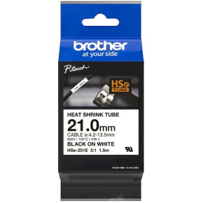 zmršťovacia bužírka BROTHER HSe251E čierne písmo, biela bužírka TUBE (21mm) (HSE251E)