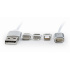 Magnetic USB charging combo 3-in-1 cable, silver, 1 m