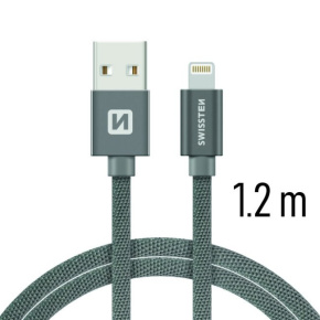 Swissten Data Cable Textile USB / Lightning 1.2 m, grey Swissten Data Cable Textile USB / Lightning 1.2 m, grey