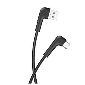 kábel Maxlife MXUC-09 USB-A - USB-C, 1,0 m 3A, zahnuté koncovky, čierny