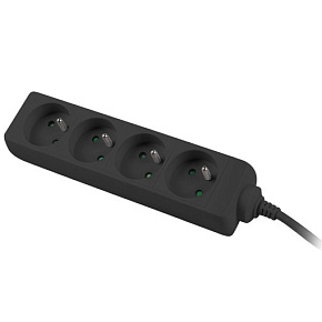 Predlžovací prívod 230V 2m 4 zásuvky, čierny Predlžovací prívod 230V 2m 4 zásuvky, čierny