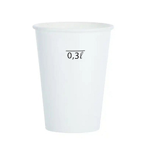 Papierový pohár 400 ml biely s ryskou 0,3 l  100ks