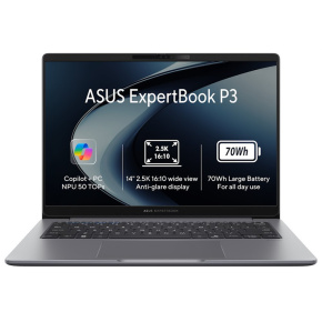 ASUS ExpertBook P3/Ryzen AI 5 330/16GB/512GB SSD/AMD Radeon/14" WQXGA/Win11Home/Gray ASUS ExpertBook P3/Ryzen AI 5 330/16GB/512GB SSD/AMD Radeon/14" WQXGA/Win11Home/Gray