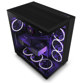 NZXT case H9 Flow/ 4x120mm fan / up to 10xfan / mesh top / glass / black