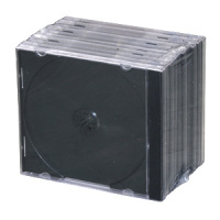 Single CD case – clear cover and base with black tray assembled 10pcs