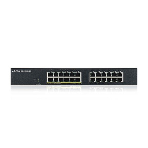 Zyxel GS1915-24EP, 24-port GbE, 12 port PoE, 130 Watt 802.3at, rackmount, fanless, Smart hybrid mode Switch, standalone or NebulaF