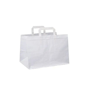 Papierová taška - ploché ucho - 320x170x270 - 50ks/bal, biela Papierová taška - ploché ucho - 320x170x270 - 50ks/bal, biela