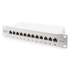 CAT 6A Patch Panel, shielded, 12-Port label field, 1U, 10" rack mount, grey RAL 7035