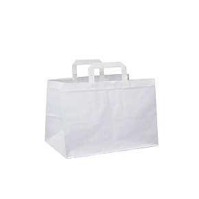 Papierová taška - ploché ucho - 320x170x270 - 250 ks/bal, biela Papierová taška - ploché ucho - 320x170x270 - 250 ks/bal, biela