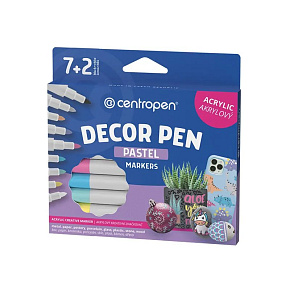 Decor pen CENTROPEN 2738/7+2 sada pastelových popisovačov
