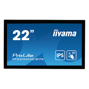 22" iiyama TF2234MC-B7X: IPS, FullHD, capacitive, 10P, 350cd/m2, VGA, DP, HDMI, IP65, čierny