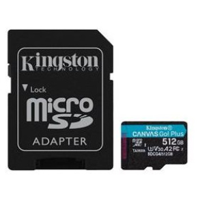 Pamäťová karta Kingston Canvas Go! Plus microSDXC 512GB Class 10, UHS-I, U3, V30, A2, 200/104MB/s (+ adaptér)