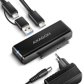 AXAGON ADSA-FPX, USB-C 10Gbps - SATA 6G, 2.5"/3.5" SSD/HDD FAST PORT X adaptér, vrátane AC napájača
