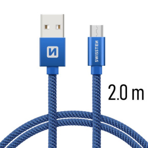 Swissten Data Cable Textile USB / Micro USB 2 m, blue Swissten Data Cable Textile USB / Micro USB 2 m, blue