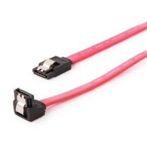 Serial ATA III 50cm data cable with 90 degree bent connector, bulk packing, metal clips