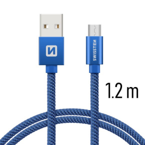 Swissten Data Cable Textile USB / Micro USB 1.2 m, blue Swissten Data Cable Textile USB / Micro USB 1.2 m, blue
