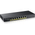 Zyxel GS1915-8EP, 8-port GbE PoE Smart hybrid mode Switch, standalone or NebulaFlex Cloud, 60 Watt 802.3at, desktop, fanless