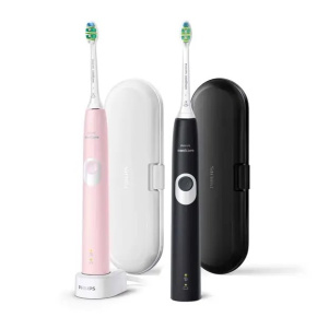 Philips Sonicare ProtectiveClean HX6800/35, 4300 Black and Pink 1+1 Sonic Electric Toothbrush