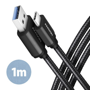 AXAGON BUCM3-AM10AB, SPEED kábel USB-C <-> USB-A, 1m, USB 3.2 Gen 1, 3A, ALU, opletenie, čierny