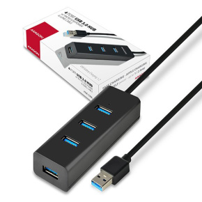 AXAGON HUE-S2BL, 4x USB3.0 CHARGING hub 1.2m kábel, micro USB nap. konektor