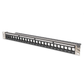 Modular Patch Panel, shielded 24-port, blank, 1U, rack mount, black RAL 9005