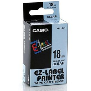 páska CASIO XR-18X1 Black On Clear Tape EZ Label Printer (18mm)