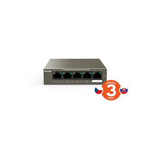 Tenda TEG1105P-4-63W 5xRJ45 Switch s 4xPoE 802.3af/at, 10/100/1000Mbps, celkem 63W,Kov Tenda TEG1105P-4-63W 5xRJ45 Switch s 4xPoE 802.3af/at, 10/100/1000Mbps, celkem 63W,Kov