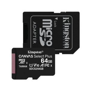 Kingston 64GB microSDXC Canvas Select Plus 100R A1 C10 Card + adaptér