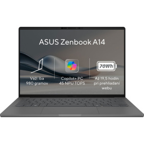 ASUS Zenbook A14/Purwa SE/16GB/512GB SSD/Qualcomm Adreno GPU/14" WUXGA OLED/Win11Home/Gray
