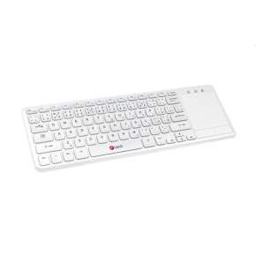 C-TECH WLTK-01 keyboard, wireless keyboard with touchpad, white, USB