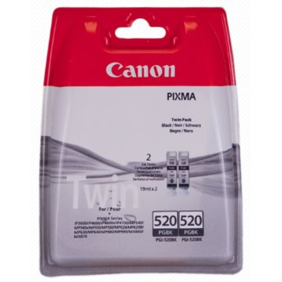 kazeta CANON PGI-520PGBK black TWIN MP 540/620/630/980, iP 3600/4600 (2ks) (2932B012)