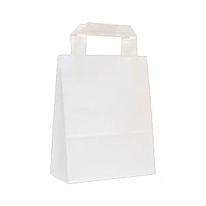 Papierová taška - ploché ucho - 180x80x220 - 25 ks/bal, biela