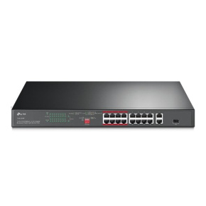 tp-link TL-SL1218P, 16portový 10/100 Mb/s + 2portový gigabitový switch do racku s 16 porty PoE+