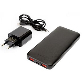 Platinet PMPB10SETB SET 3v1 Powerbanka 10000 mAh, Nabíječka 20W Power Delivery, kabel USB-C 1m, černá