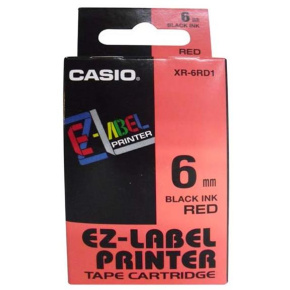páska CASIO XR-6RD1 Black On Red Tape EZ Label Printer (6mm)