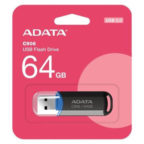 USB kľúč ADATA Classic Series C906 64GB USB 2.0 snap-on cap design, čierny