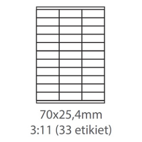 etikety Samolepiace 70x25,4 univerzálne biele 33ks/A4 (100 listov A4/bal.)