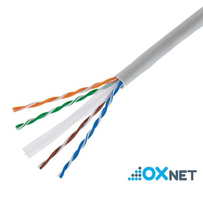 OXnet LAN cable U/UTP Cat6 solid 23AWGx4P Cu, Eca, PVC, box 305m, gray