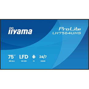 75" iiyama LH7564UHS-B1AG:VA, 4K UHD,Android,24/7 75" iiyama LH7564UHS-B1AG:VA, 4K UHD,Android,24/7