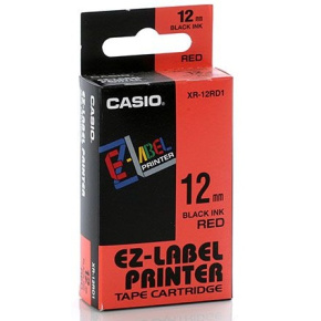 páska CASIO XR-12RD1 Black On Red Tape EZ Label Printer (12mm)